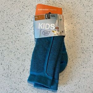 NEW Icebreaker Merino Over the Calf Medium Cushion Socks in Blue/Black - Kids XL